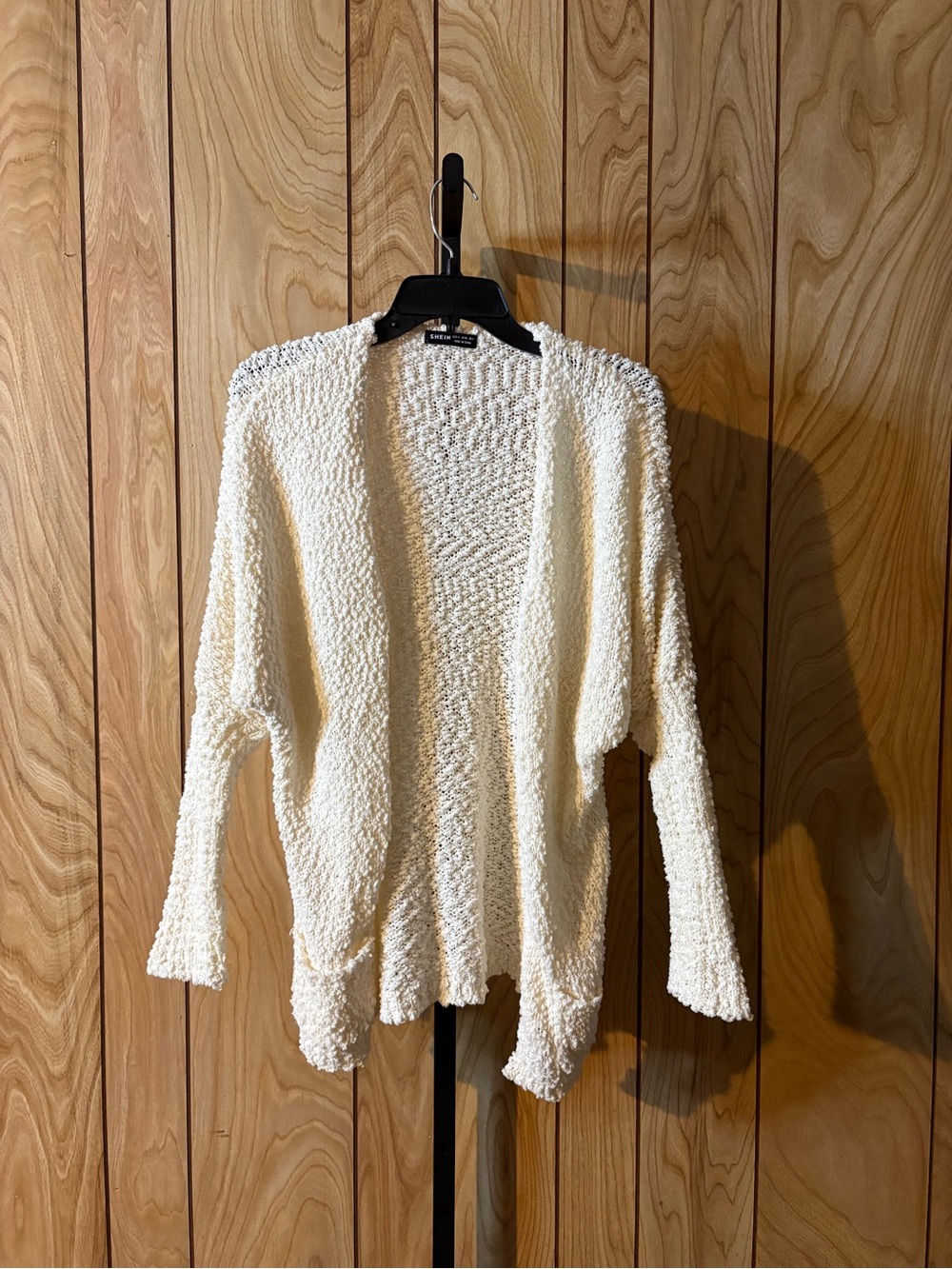 SHEIN Textured Knit Open Front Sweater Cardigan Medium